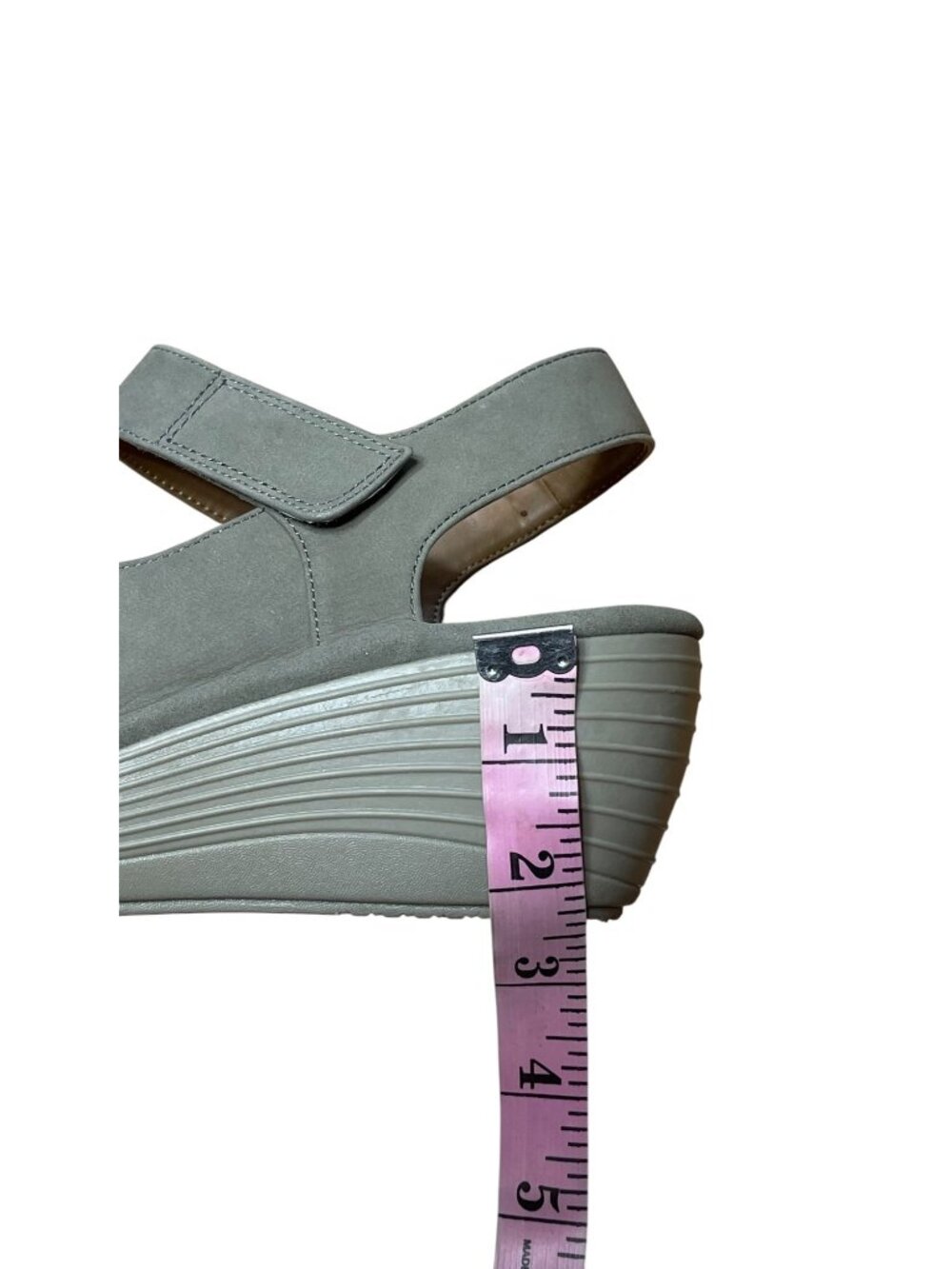 Clarks Collection Womens Soft Cushion Wedge Sandals Size 8W Gray Adjustable Stra - Picture 6 of 10